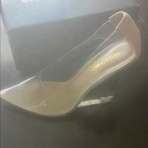Fashion Nova Clear Wedge Heel - Tan Never Worn